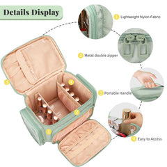 Bagmoly large makeup bag brush compartment highlights organized brushes with protective dividers.