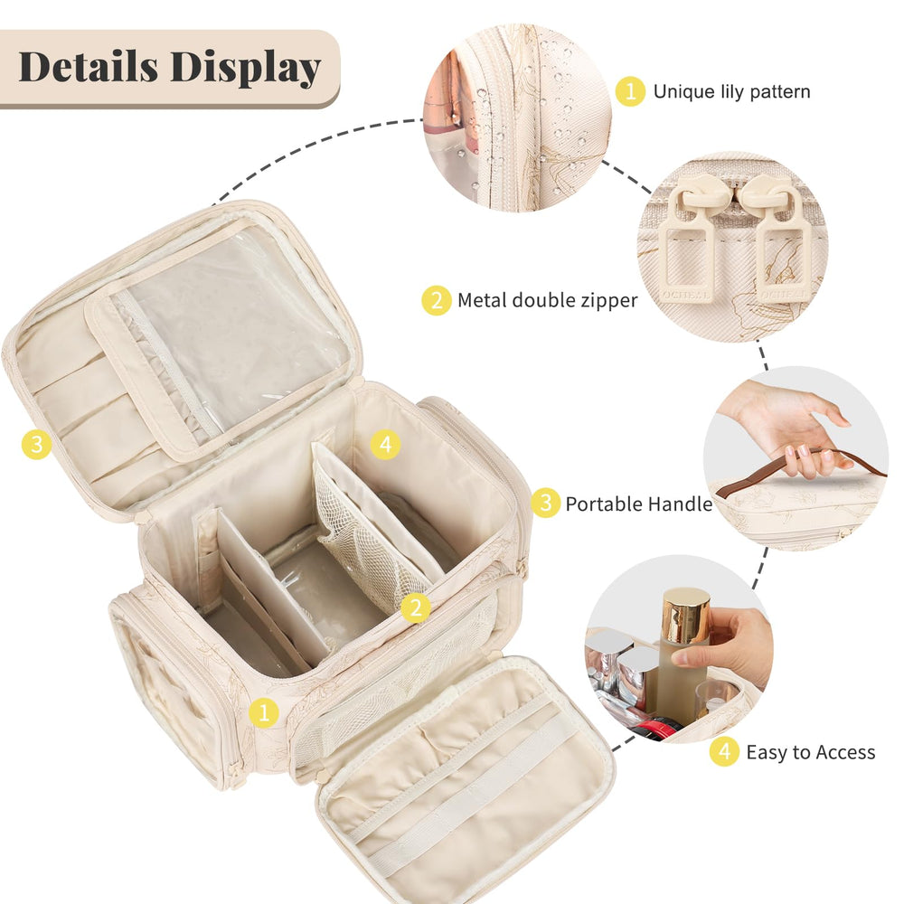 Bagmoly large makeup bag brush compartment protects brushes and simplifies packing
