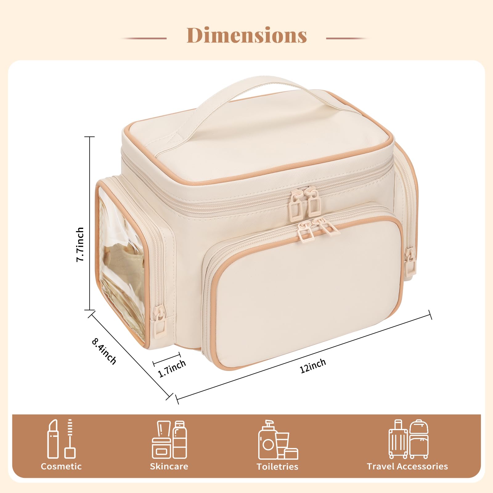 Bagmoly large makeup bag durable zippers endure frequent travel and use