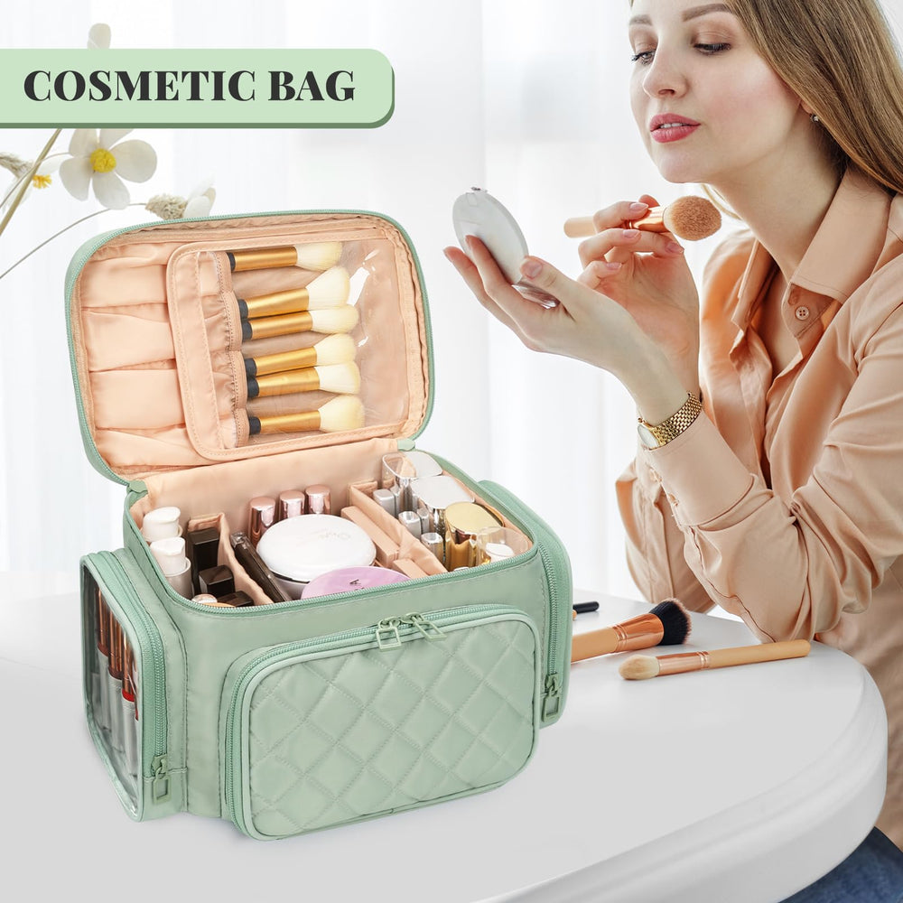 Bagmoly large makeup bag foldable design fits easily into luggage.