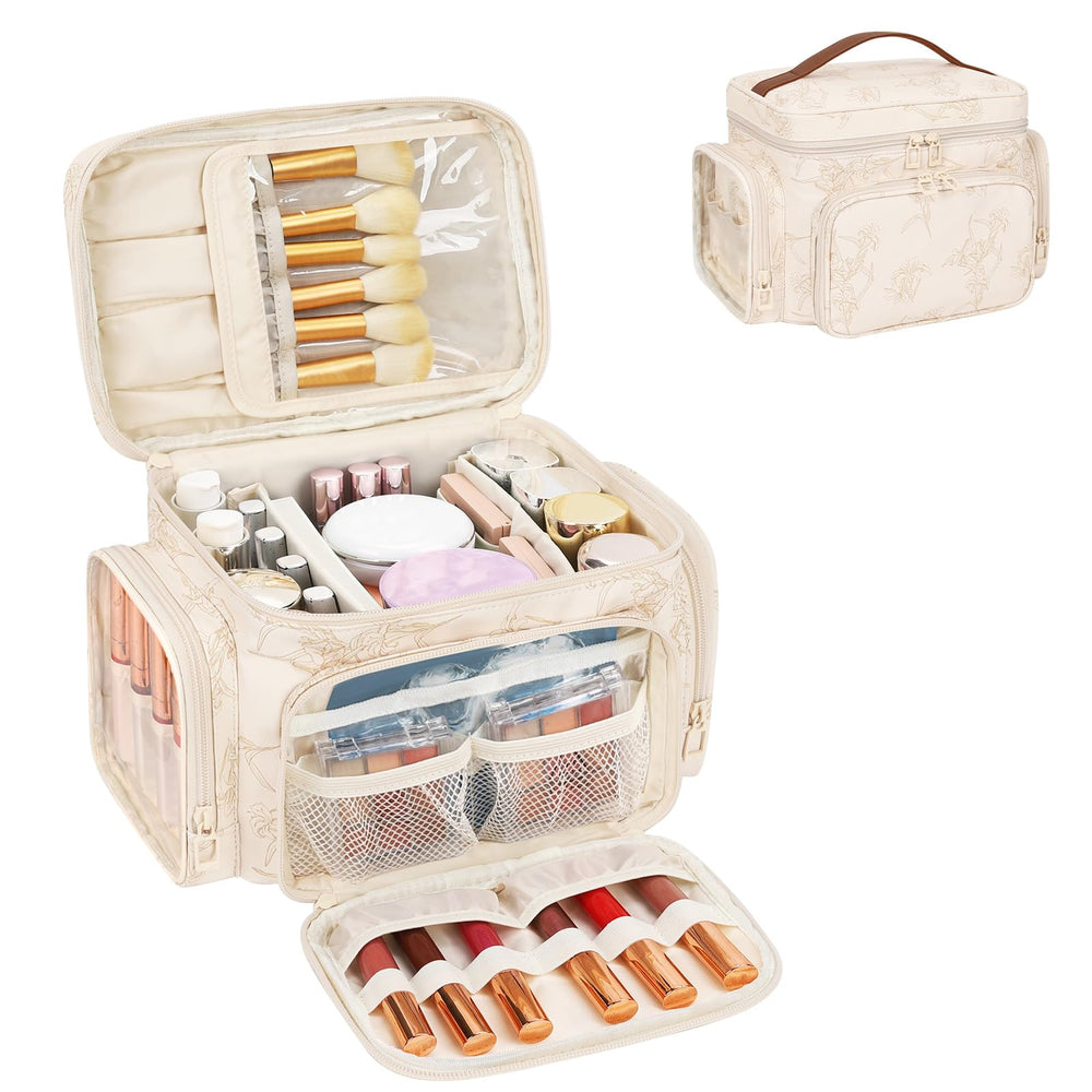 Bagmoly large makeup bag front pocket keeps cosmetics organized for travel