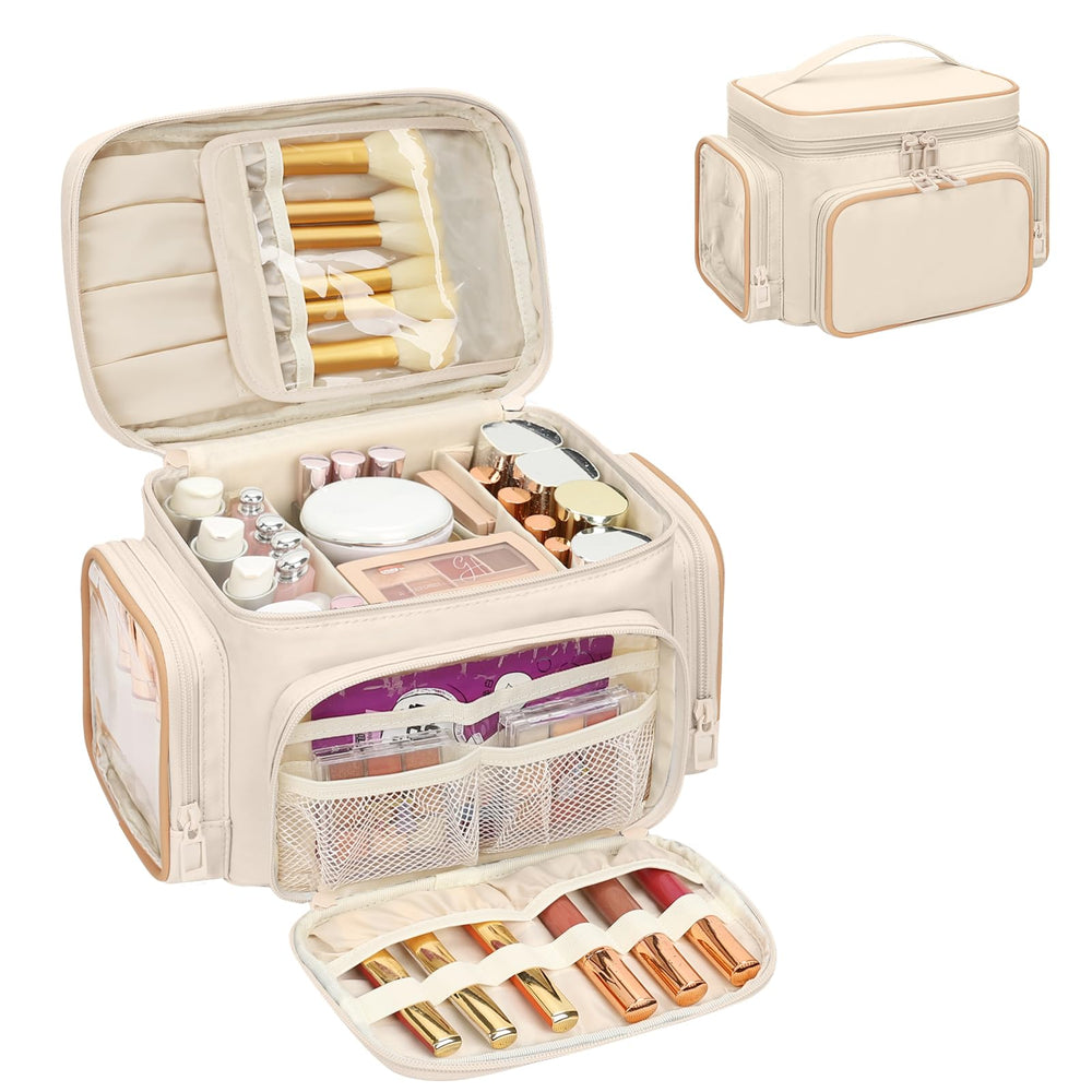 Bagmoly large makeup bag front pocket for quick-access essentials during travel