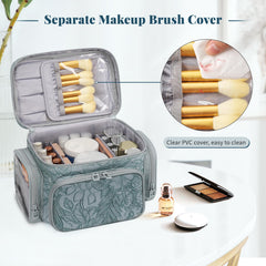 Bagmoly large makeup bag front pocket with lipstick pouches for easy access
