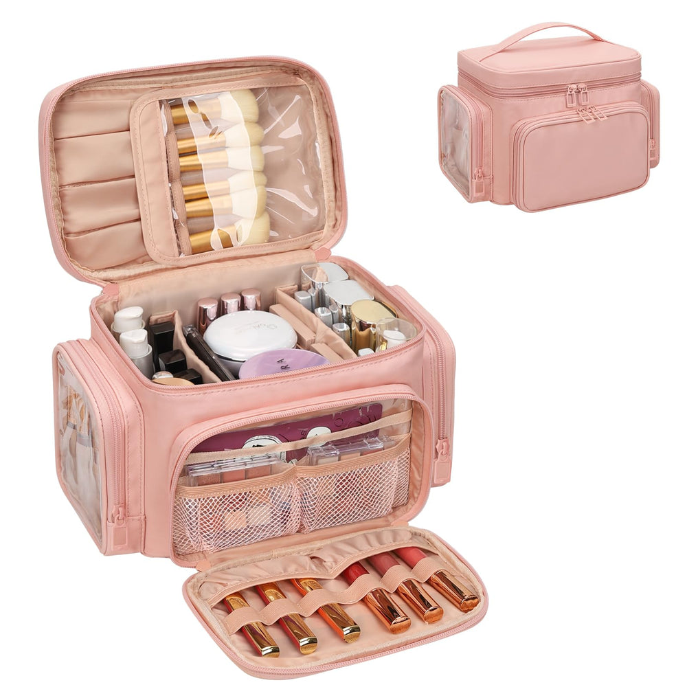 Bagmoly Large Makeup Bag front view with spacious interior for cosmetics storage