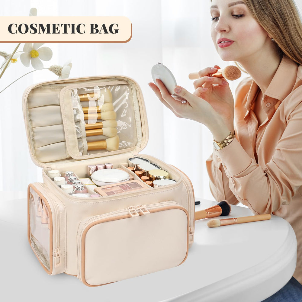 Bagmoly large makeup bag padded interior cushions cosmetics during transit