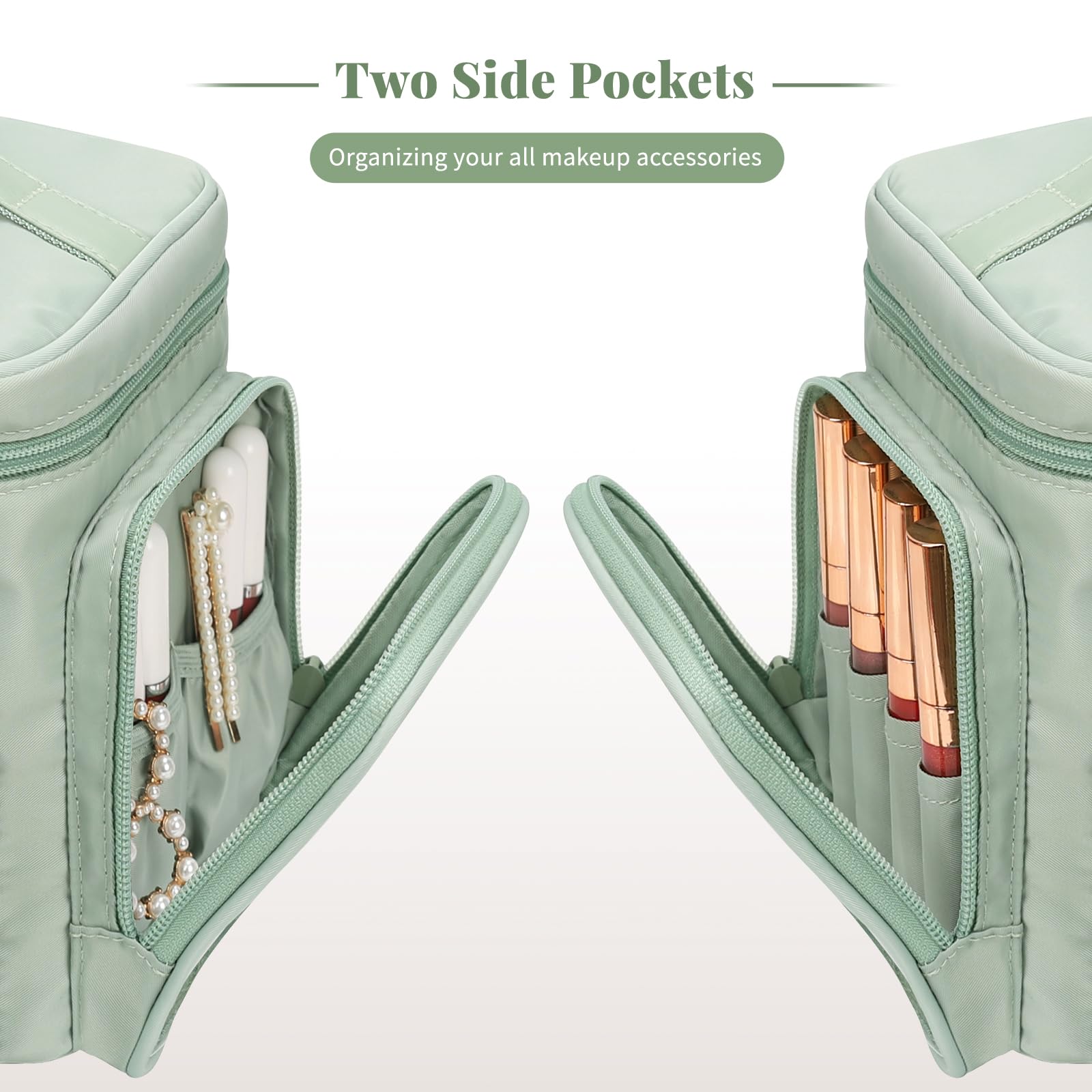 Bagmoly large makeup bag inner dividers help customize space for cosmetics.