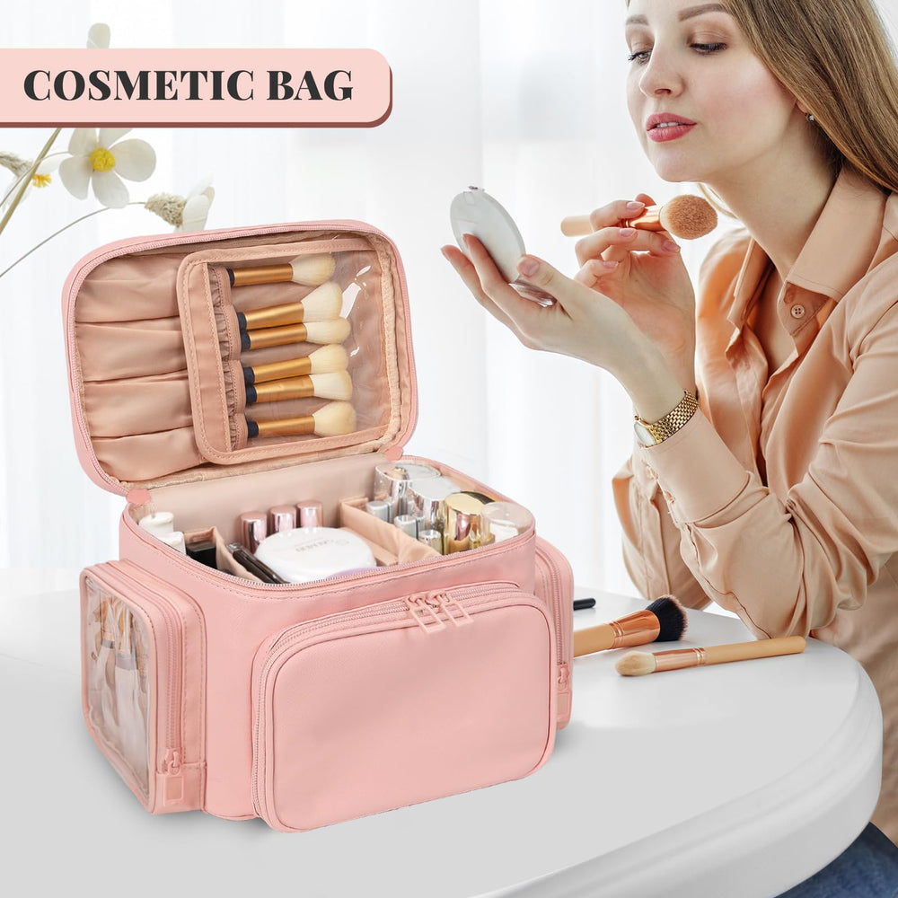 Bagmoly Large Makeup Bag pink tone blends style with function