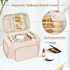 Bagmoly large makeup bag side pockets organize travel-size toiletries