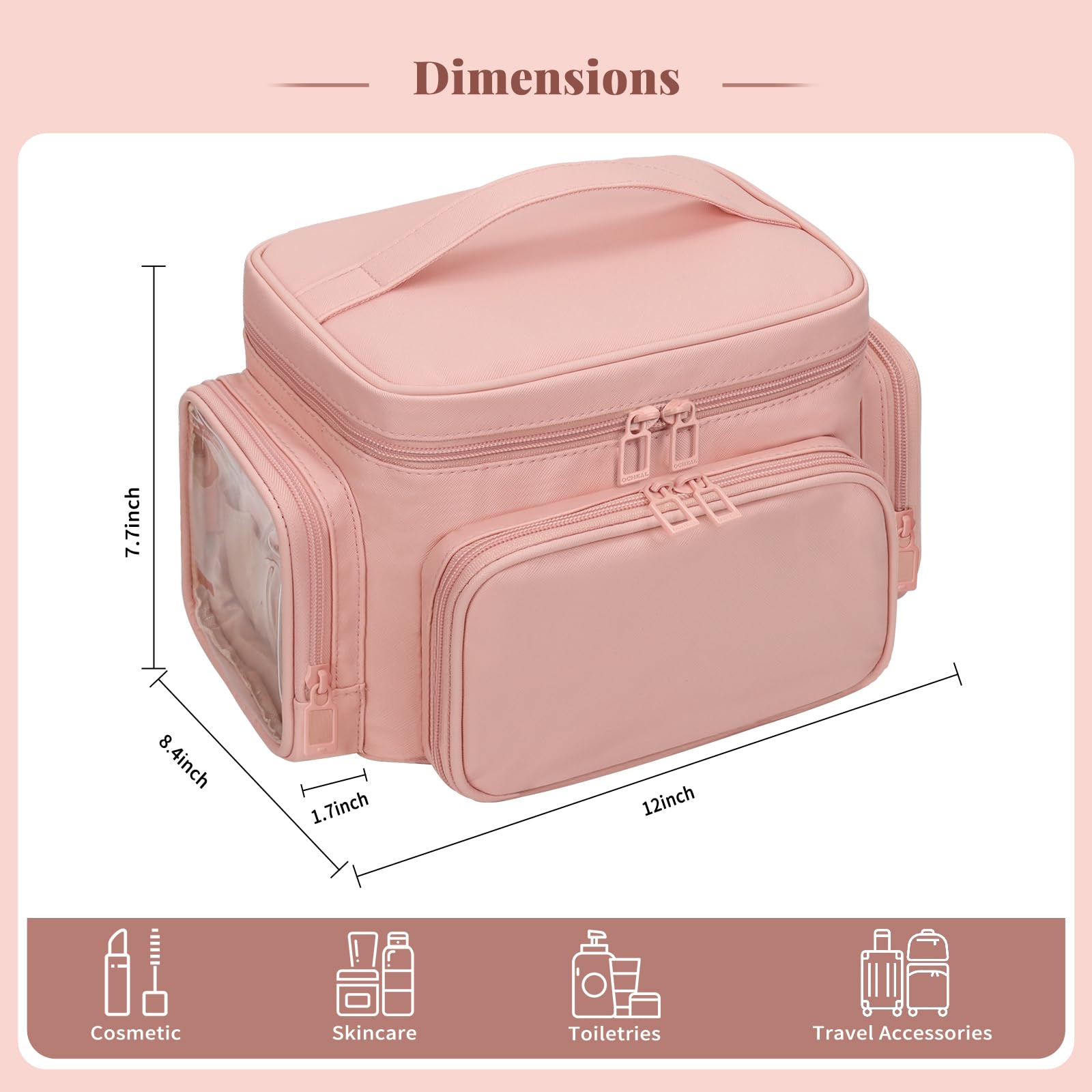 Bagmoly Large Makeup Bag waterproof PU leather protects contents during travel