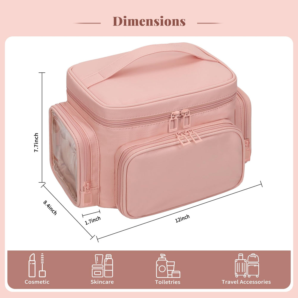 Bagmoly Large Makeup Bag waterproof PU leather protects contents during travel