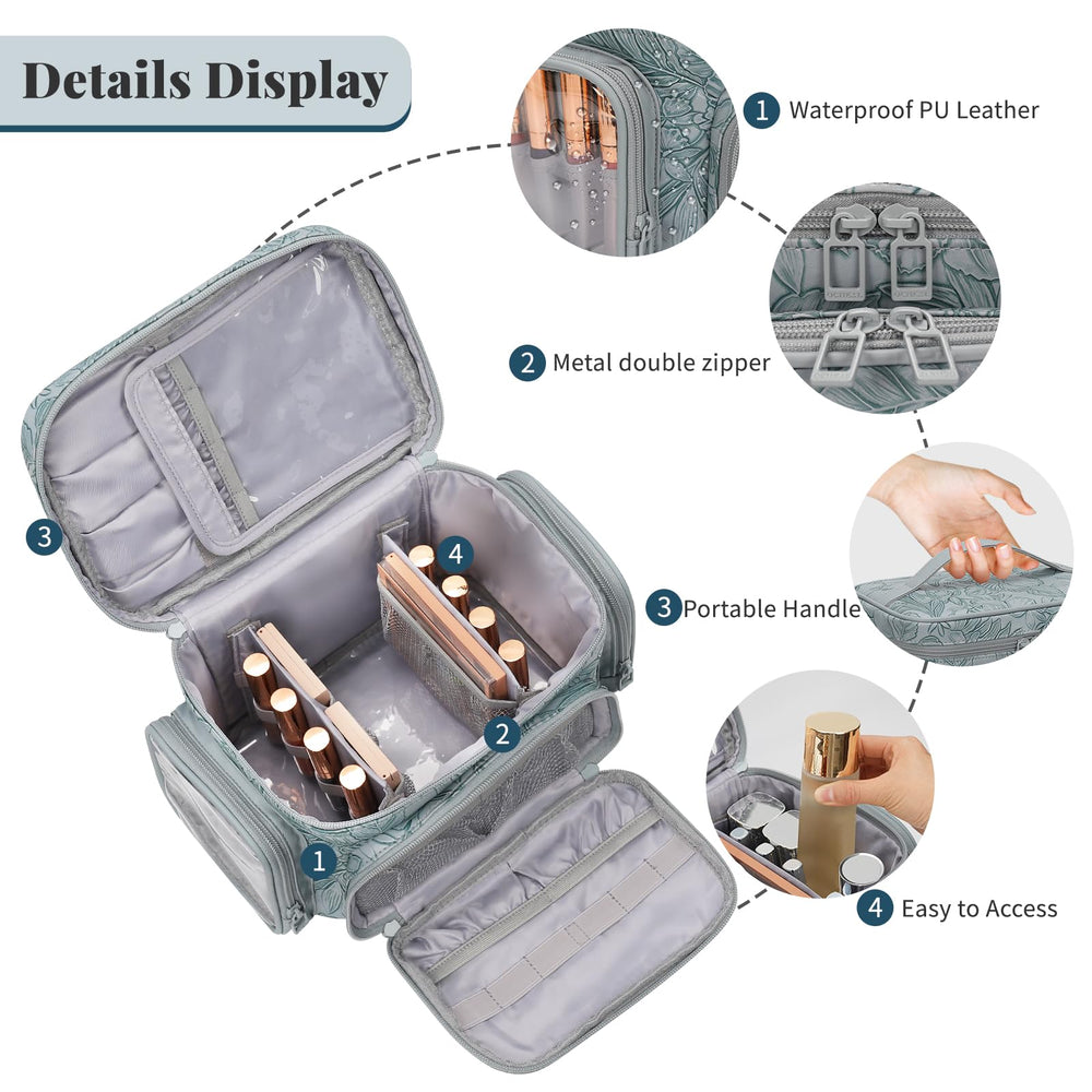 Bagmoly makeup bag brush compartment keeps brushes organized for on-the-go makeup routines