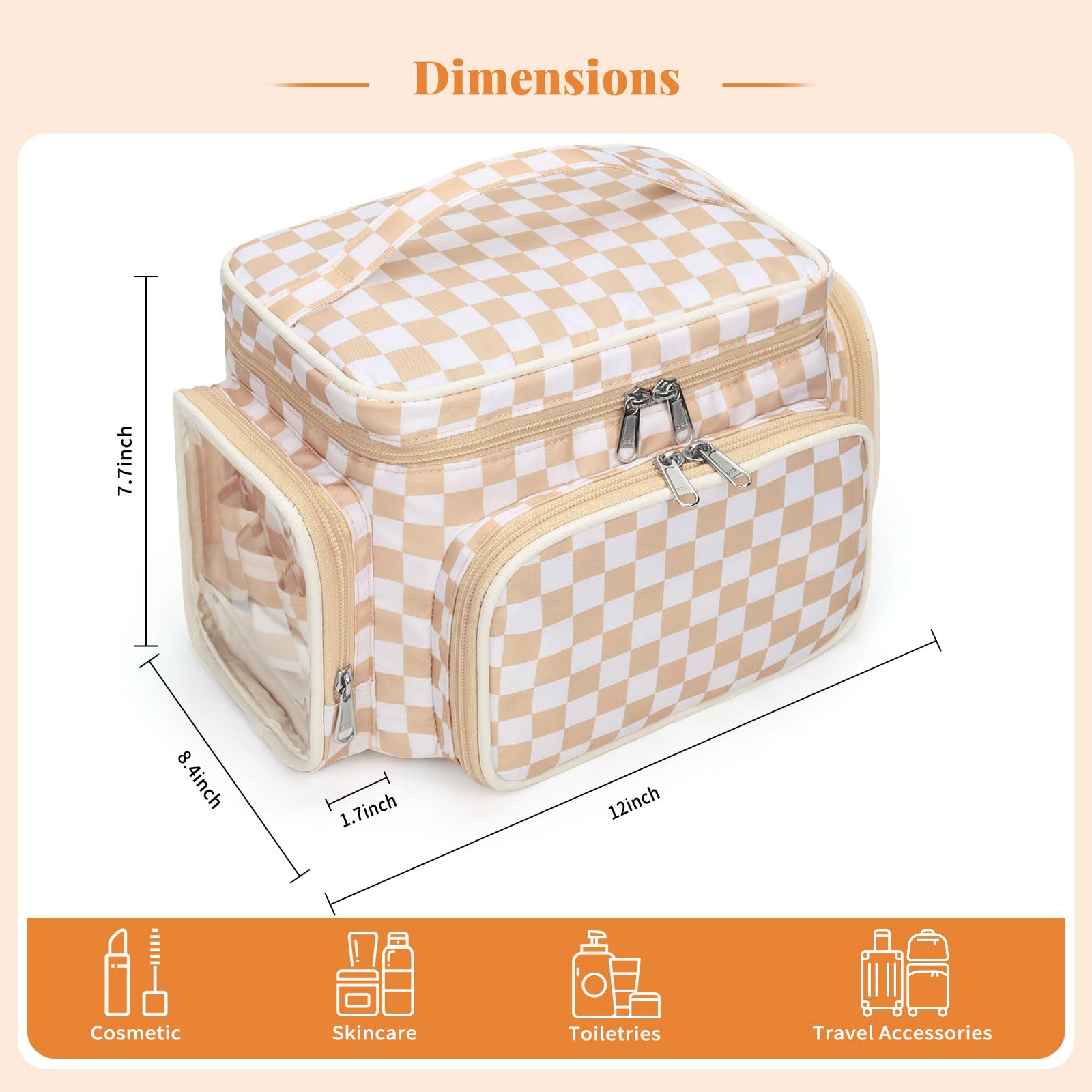 Bagmoly makeup bag with removable dividers for customizable organization.