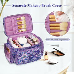 Bagmoly makeup brush compartment detail shows dedicated brushes fit