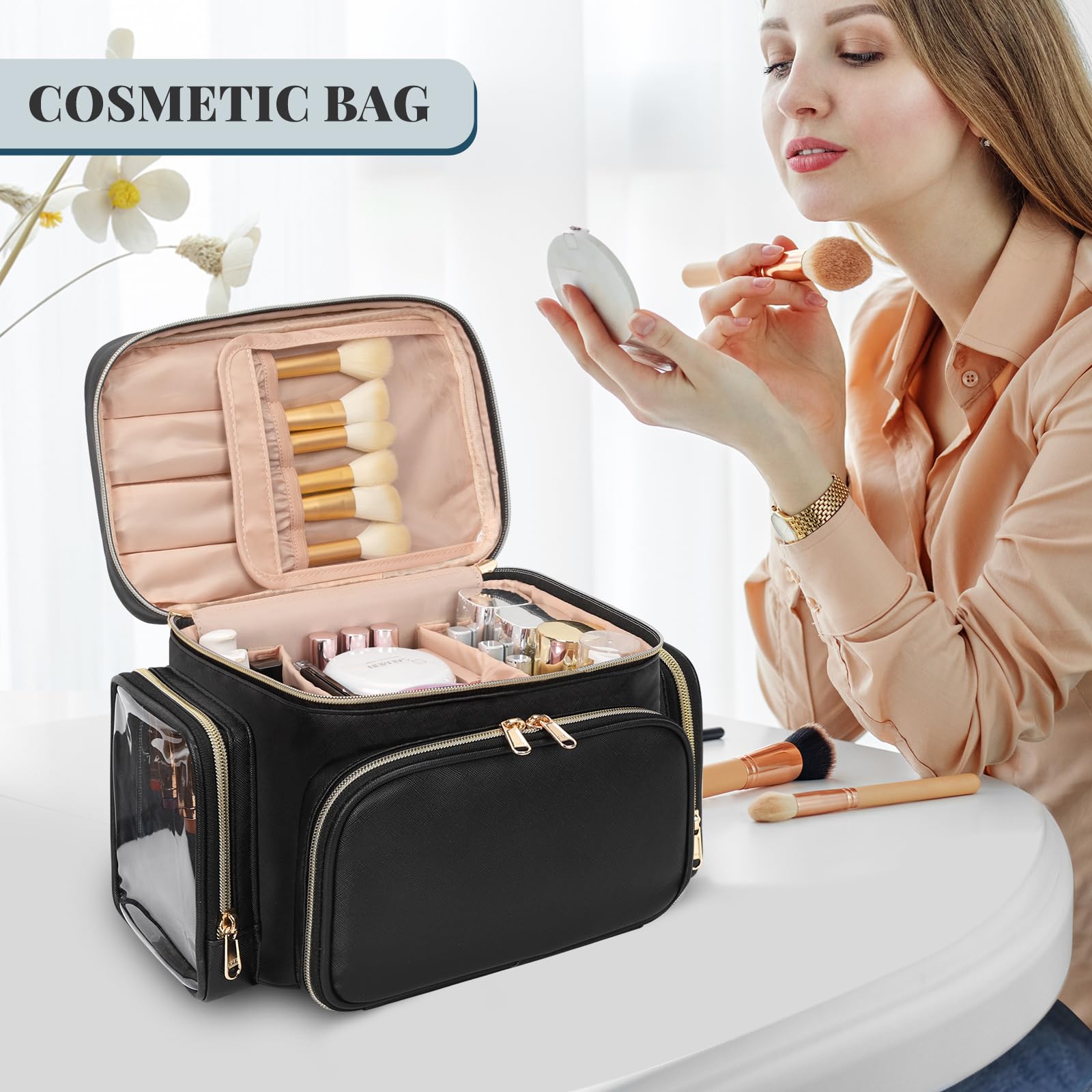 Bagmoly padded interior cushions cosmetics and prevents damage while moving
