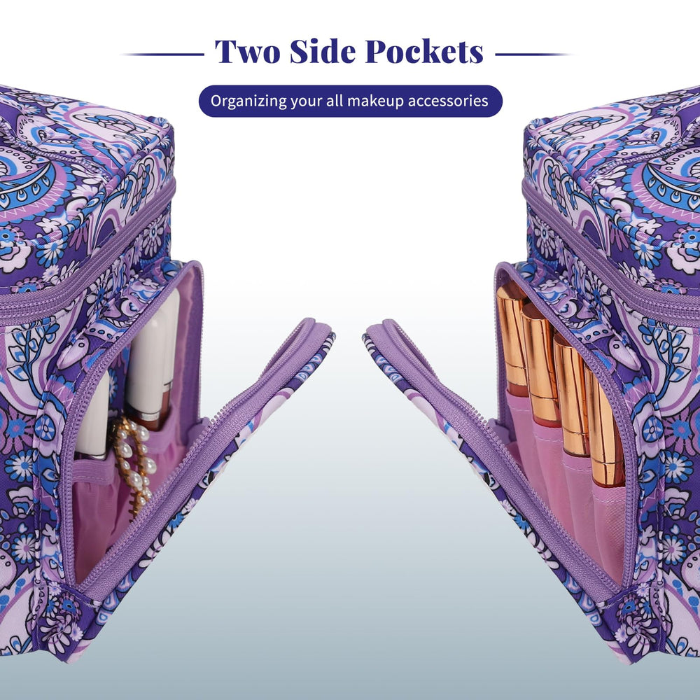 Bagmoly purple cosmetic bag with durable zippers for longevity