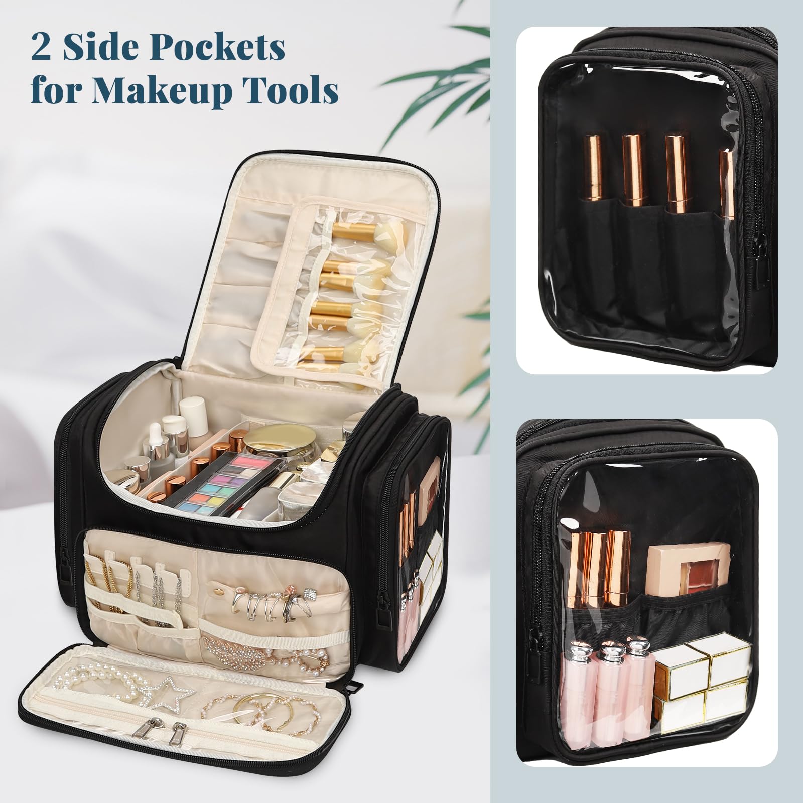 Bagmoly travel bag uses back wet/dry pocket for organized cosmetics and toiletries on trips.