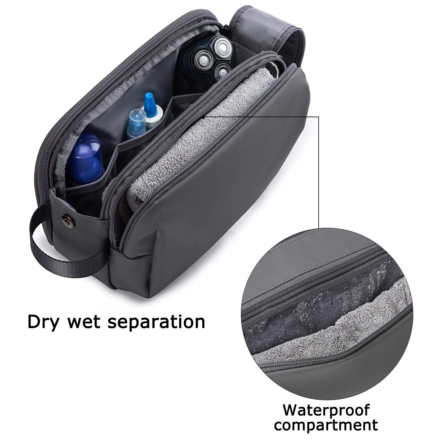 BAGSMART back pocket with elastic and zippered sections enhances storage versatility.