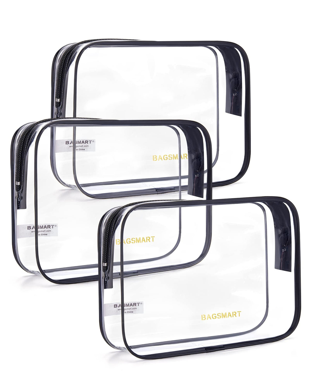 BAGSMART clear toiletry bag pack top opening enables quick access during travel.