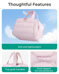 BAGSMART crush toiletry bag side view highlights organized structure for travel essentials.