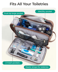 BAGSMART Dopp kit features elastic bands to keep items secure and orderly.