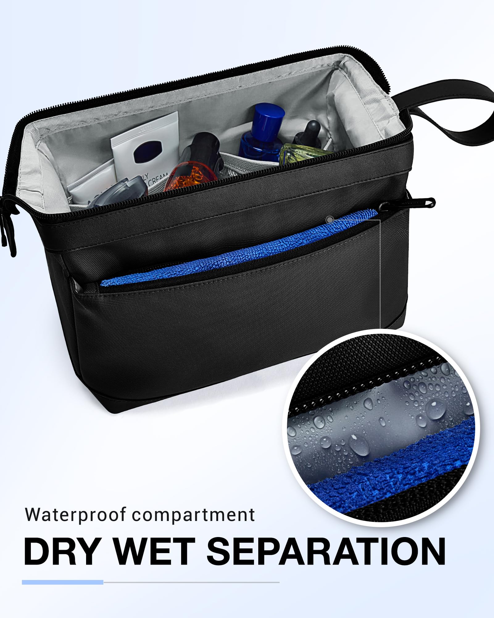 BAGSMART Dopp Kit leather carry handle adds durable grip