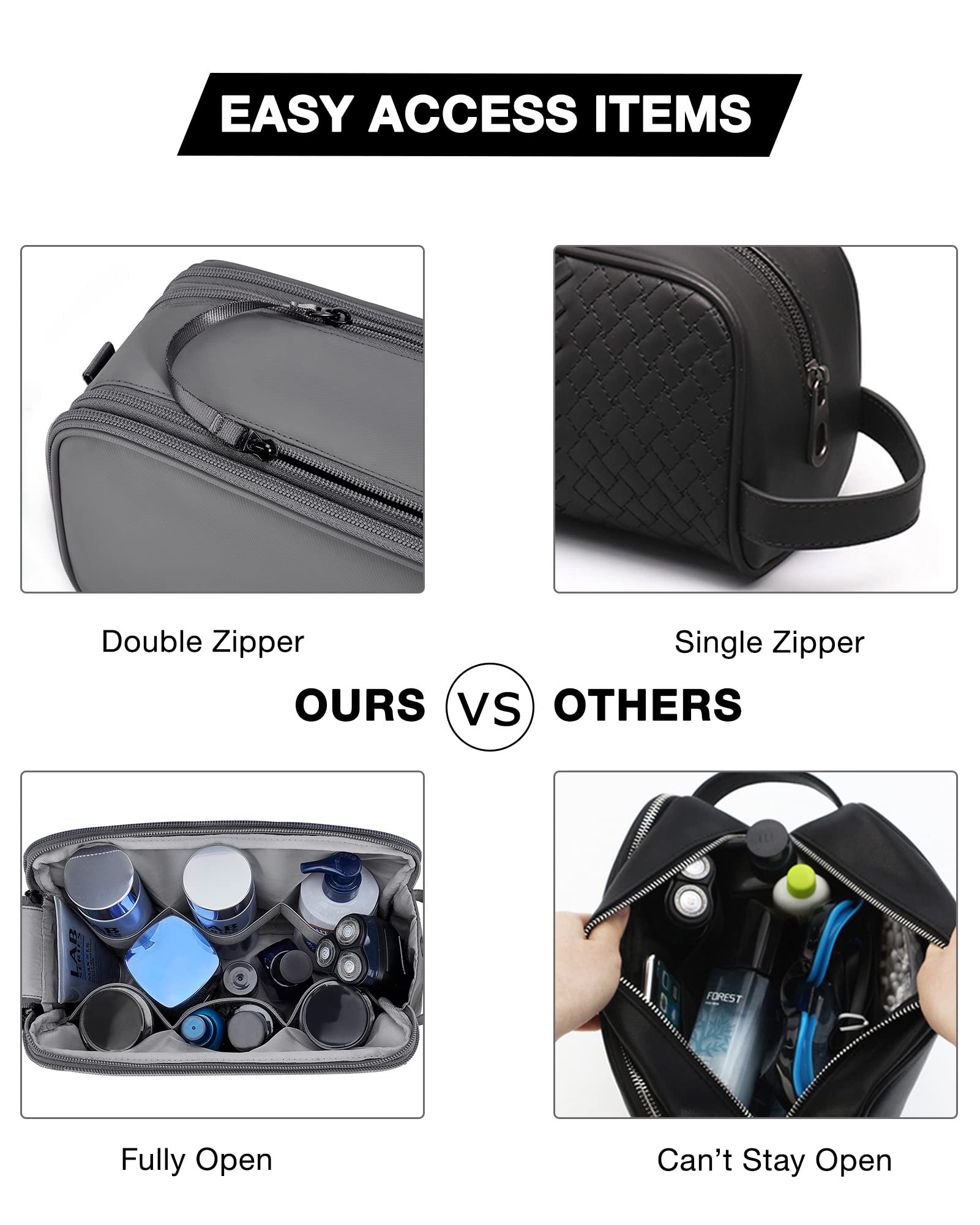 BAGSMART double zipper design enables quick access and secure closure.