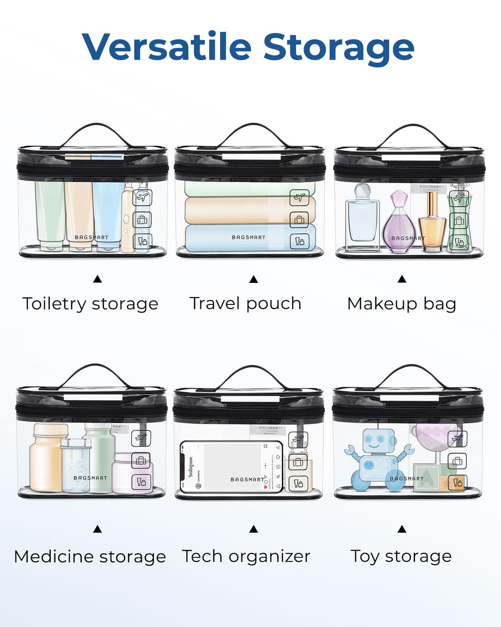 BAGSMART durable handle clear bag adds convenient lifting and hanging.
