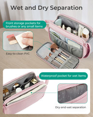 BAGSMART front compartment with elastic straps holds brushes securely.