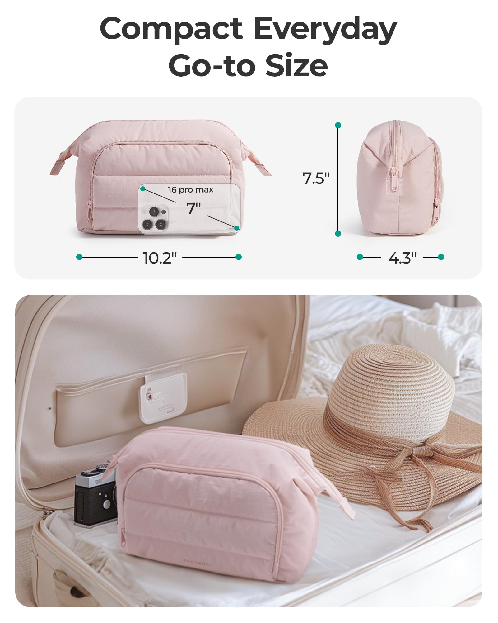 BAGSMART front pocket with PVC cover for easy cleaning.