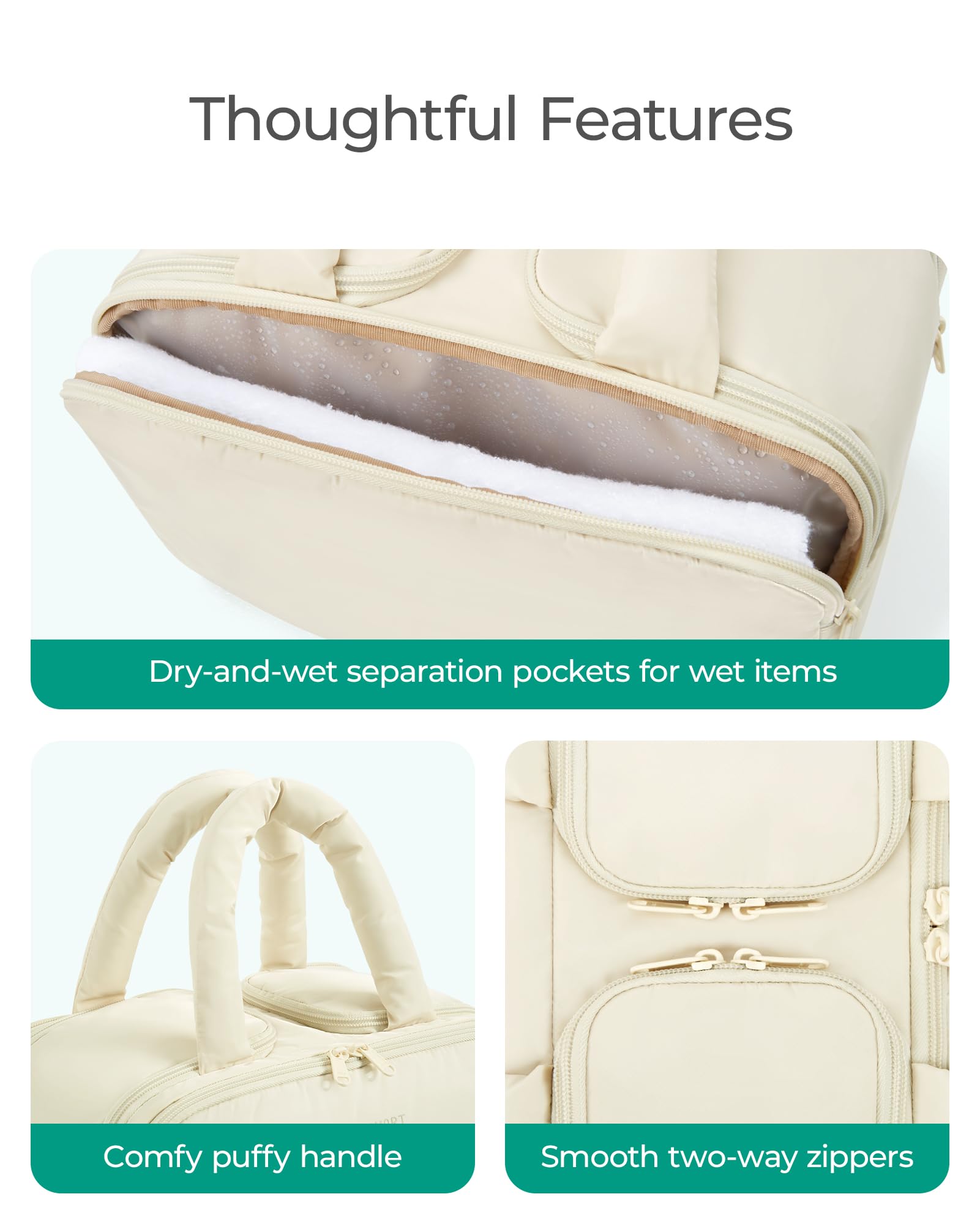 BAGSMART Green travel toiletry bag full view shows compact organized space.