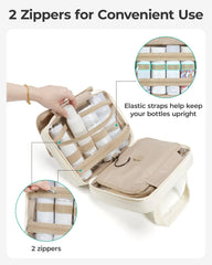 BAGSMART bag features a 360-degree swivel hook for versatile bathroom hanging.