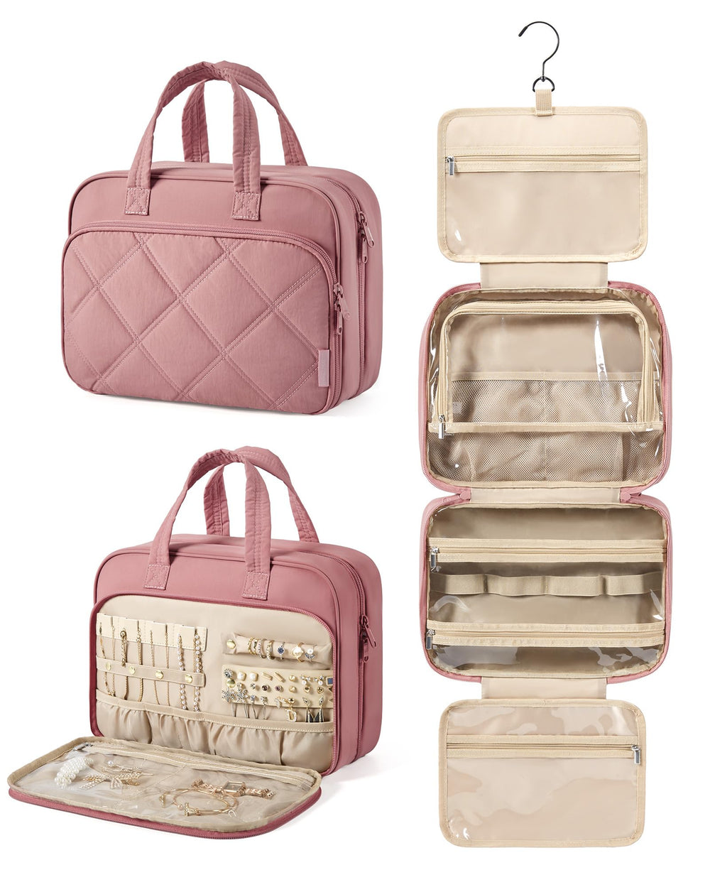BAGSMART Hanging Toiletry Bag with puffy fabric for lightweight travel organization