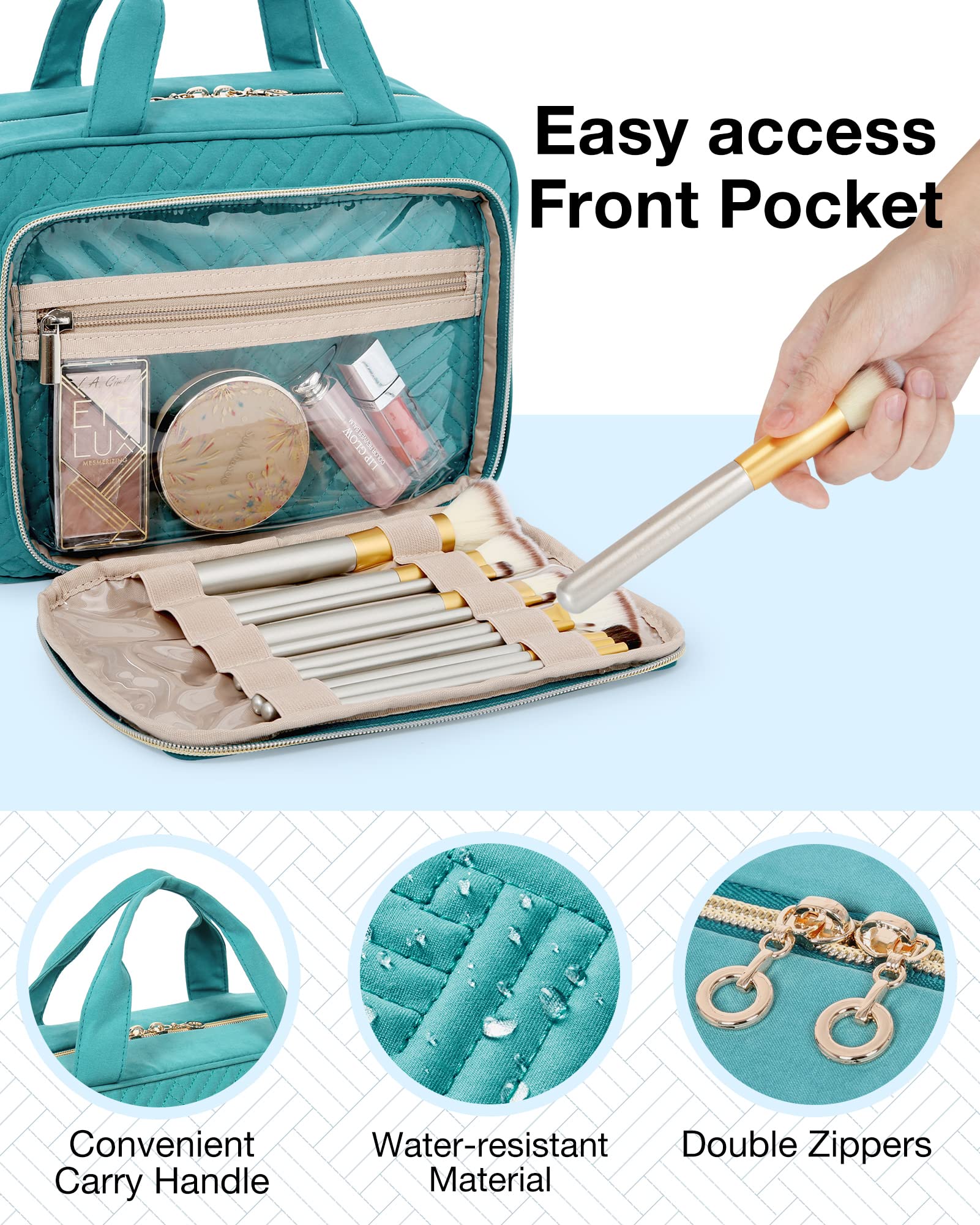 BAGSMART Interior elastic bottle pockets keep items upright and organized