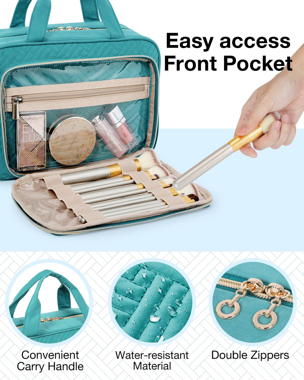 BAGSMART Interior elastic bottle pockets keep items upright and organized