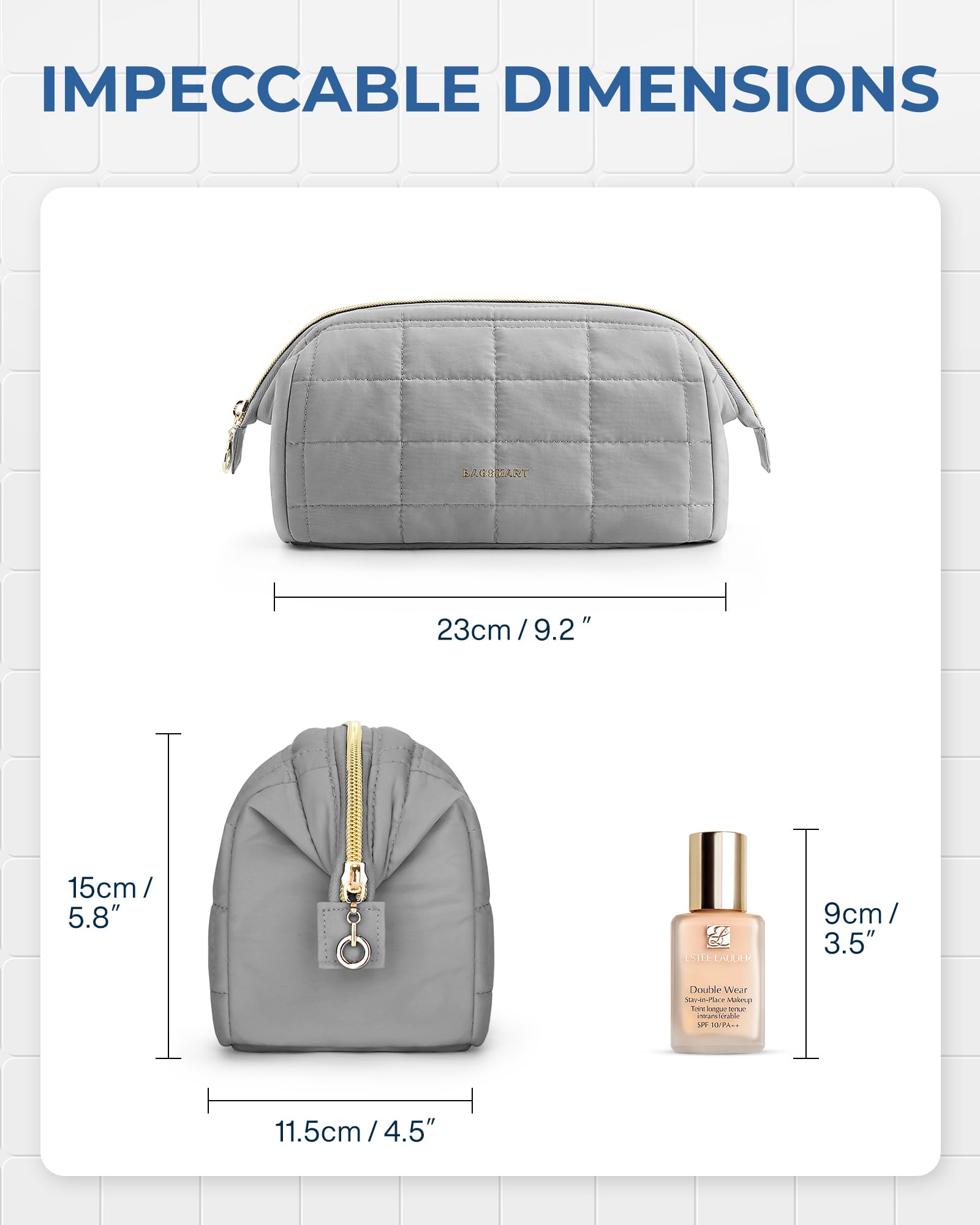 BAGSMART makeup bag interior pockets organize lipsticks and tools securely.