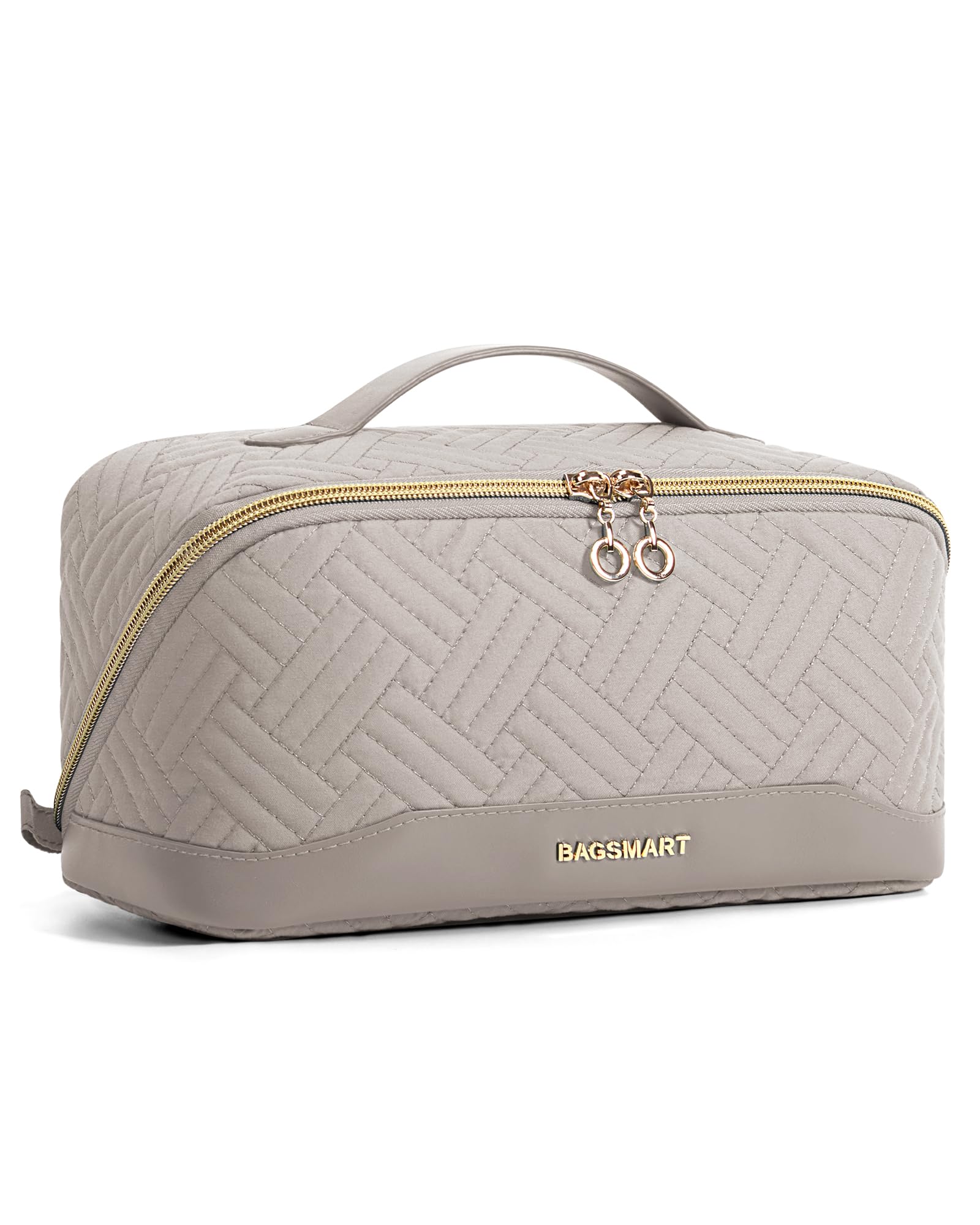 BAGSMART makeup bag with open-flat design for quick access to essentials.