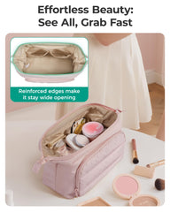 BAGSMART makeup bag plush exterior adds a stylish, cozy touch to daily routines.