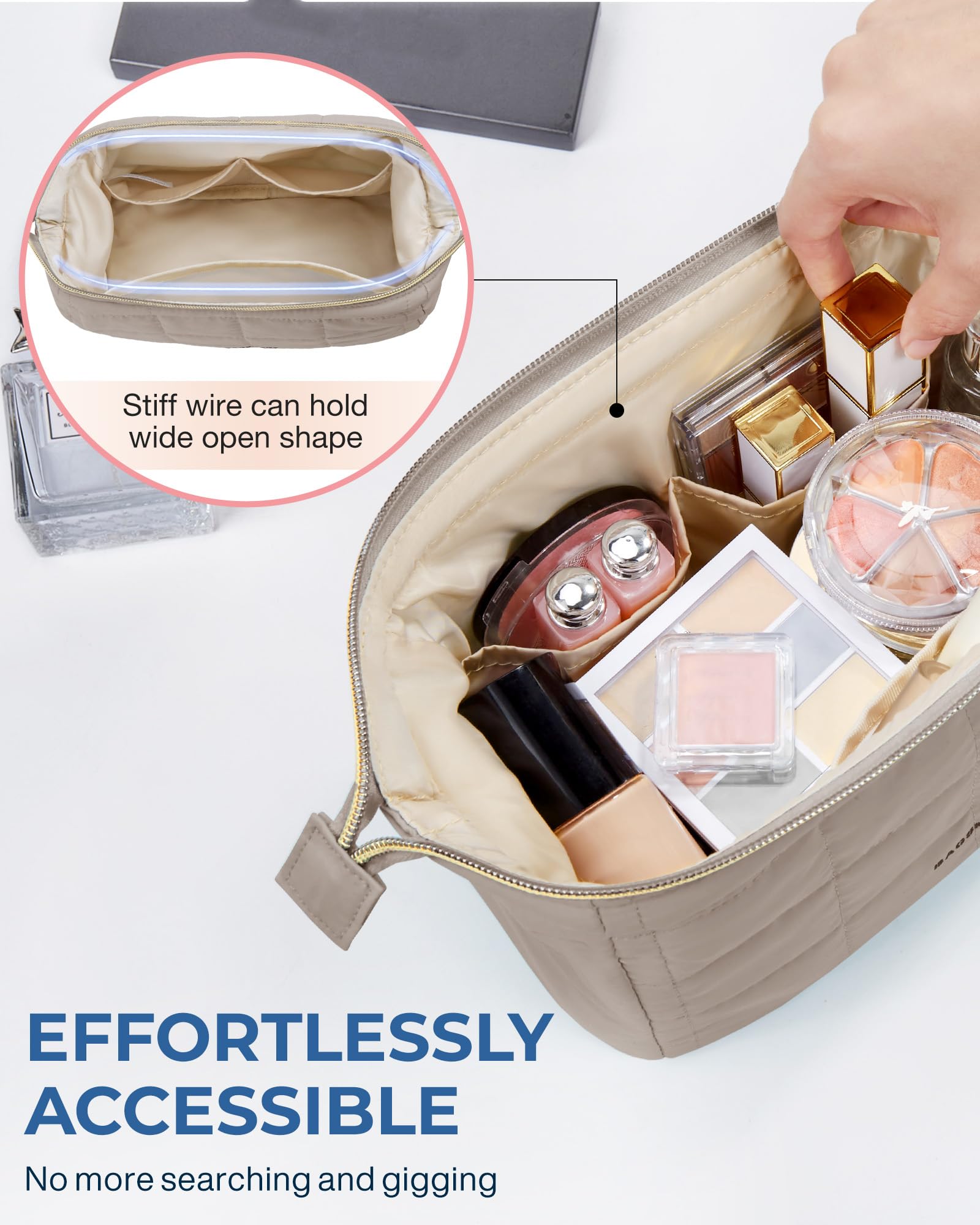 BagSmart makeup bag multi-functional for trips daily use or gifting