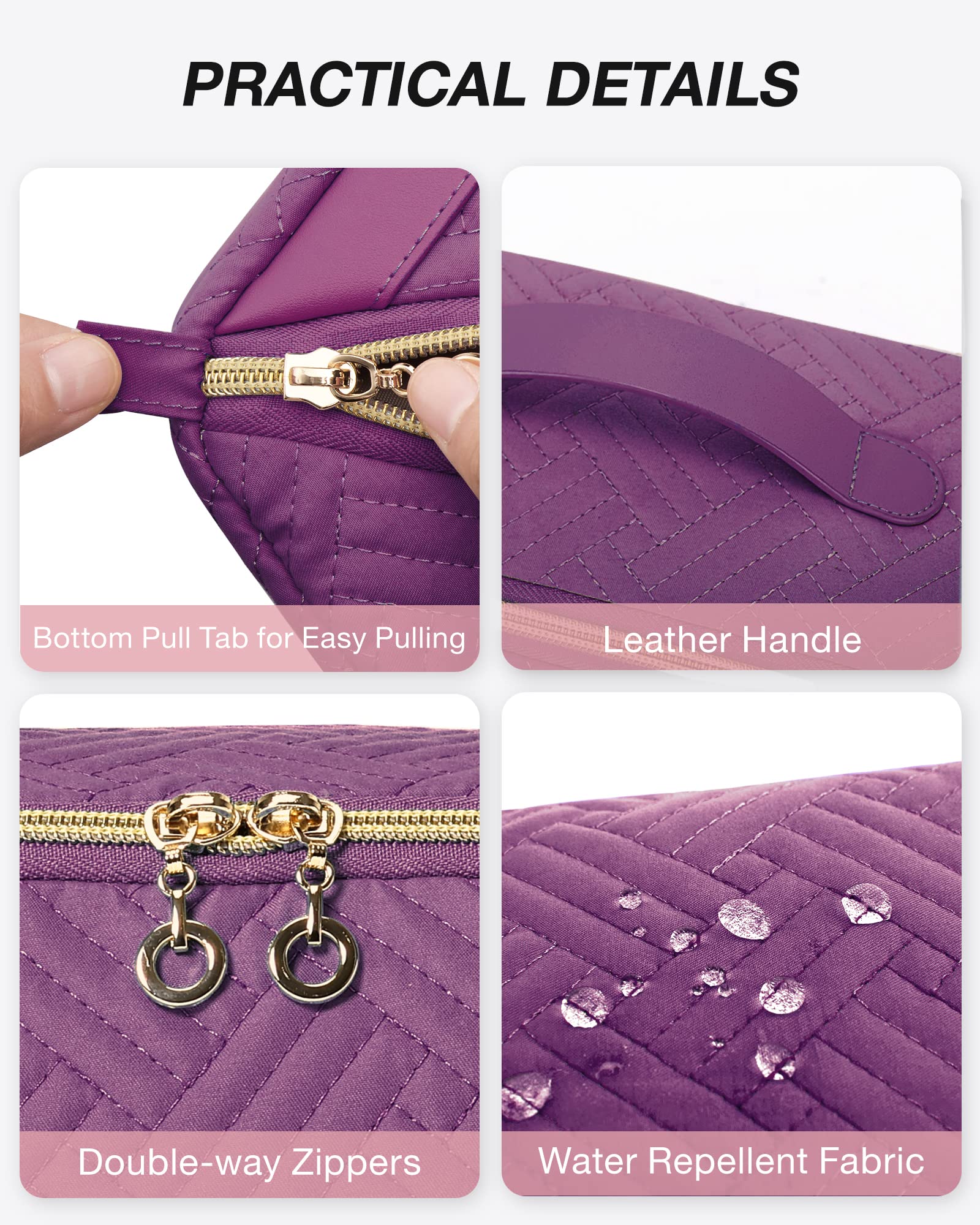 BAGSMART makeup bag top-handle and zipper for easy carrying