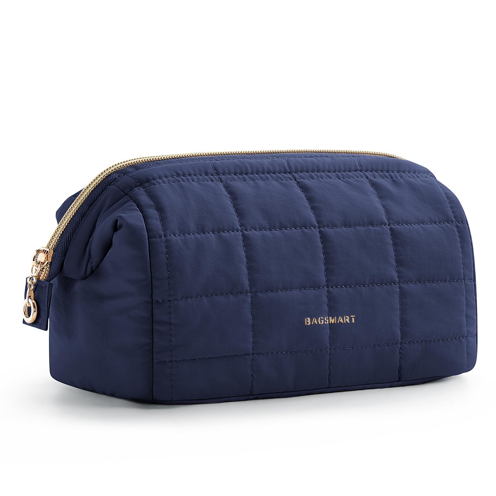 BAGSMART makeup bag wide-opening design offering effortless on-the-go access.