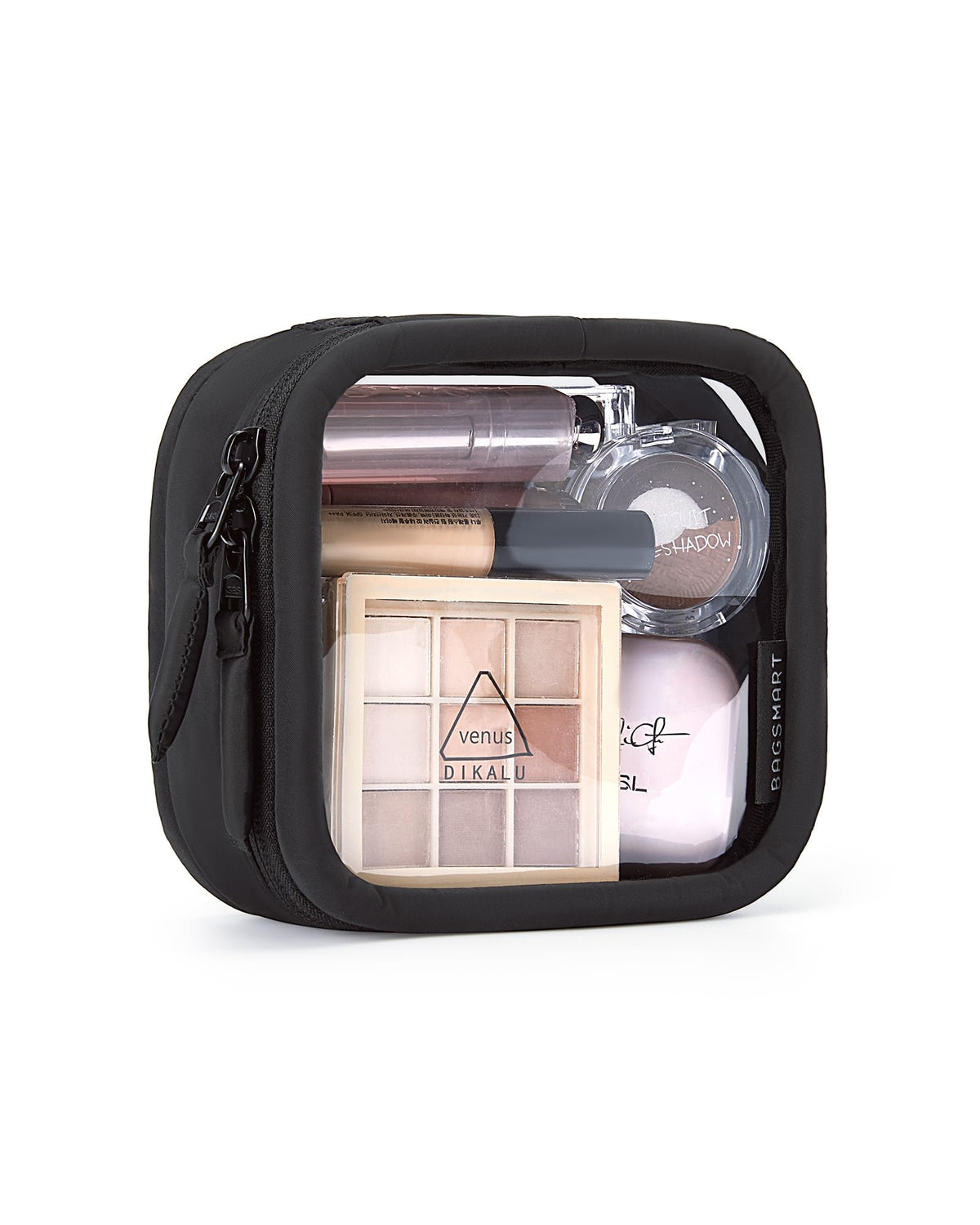BAGSMART Mini Clear Makeup Bag compact size aids quick security checks and organization.