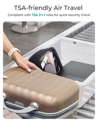 BAGSMART Mini Clear Makeup Bag wide opening allows fast access to essentials during travel.