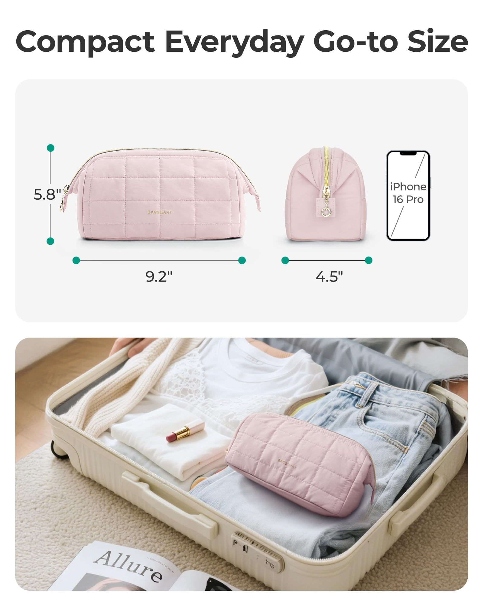 BAGSMART versatile pouch doubles as travel organizer, purse helper, or gift-ready accessory.