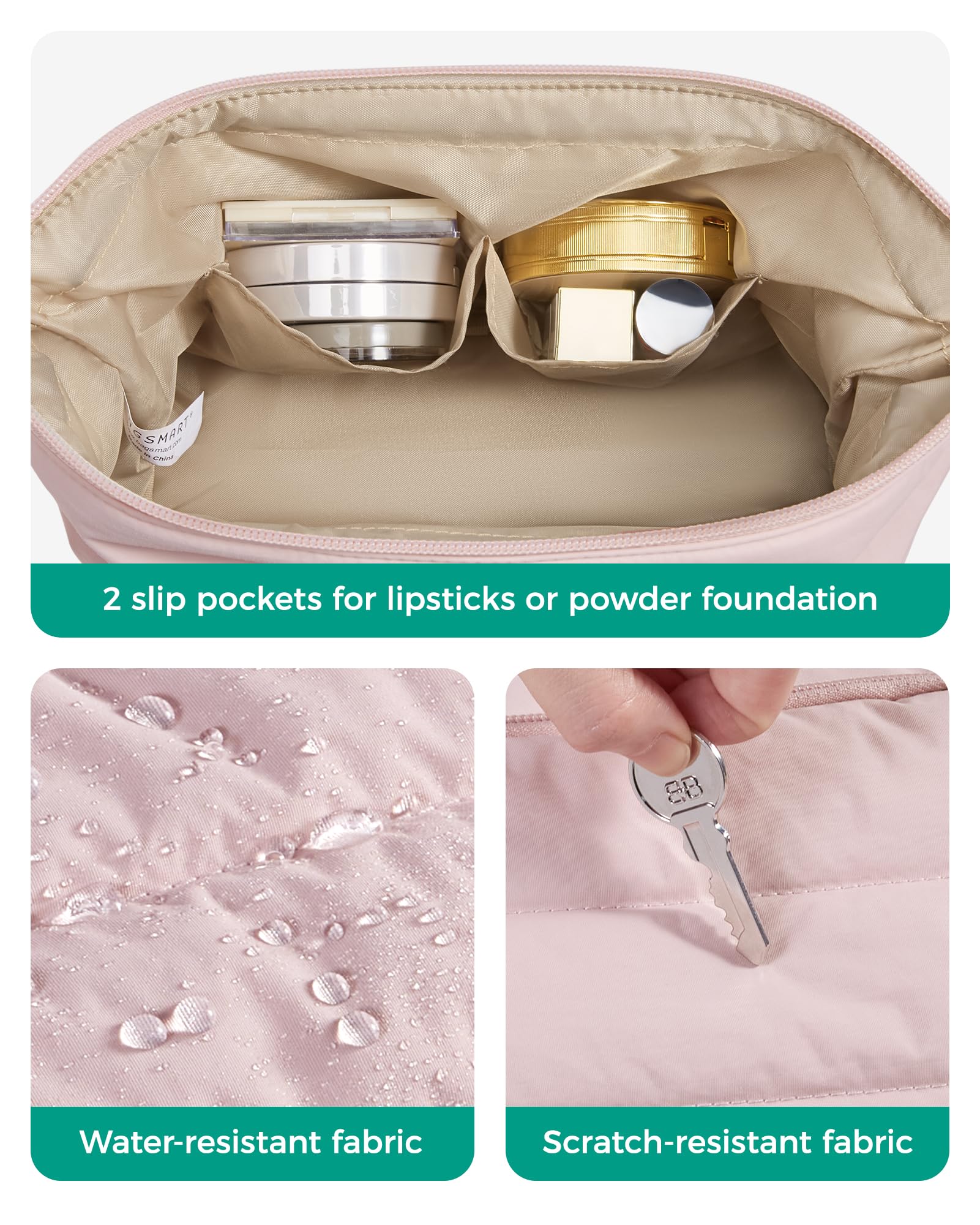 BAGSMART multifunction makeup bag, doubles as travel pouch or daily storage.