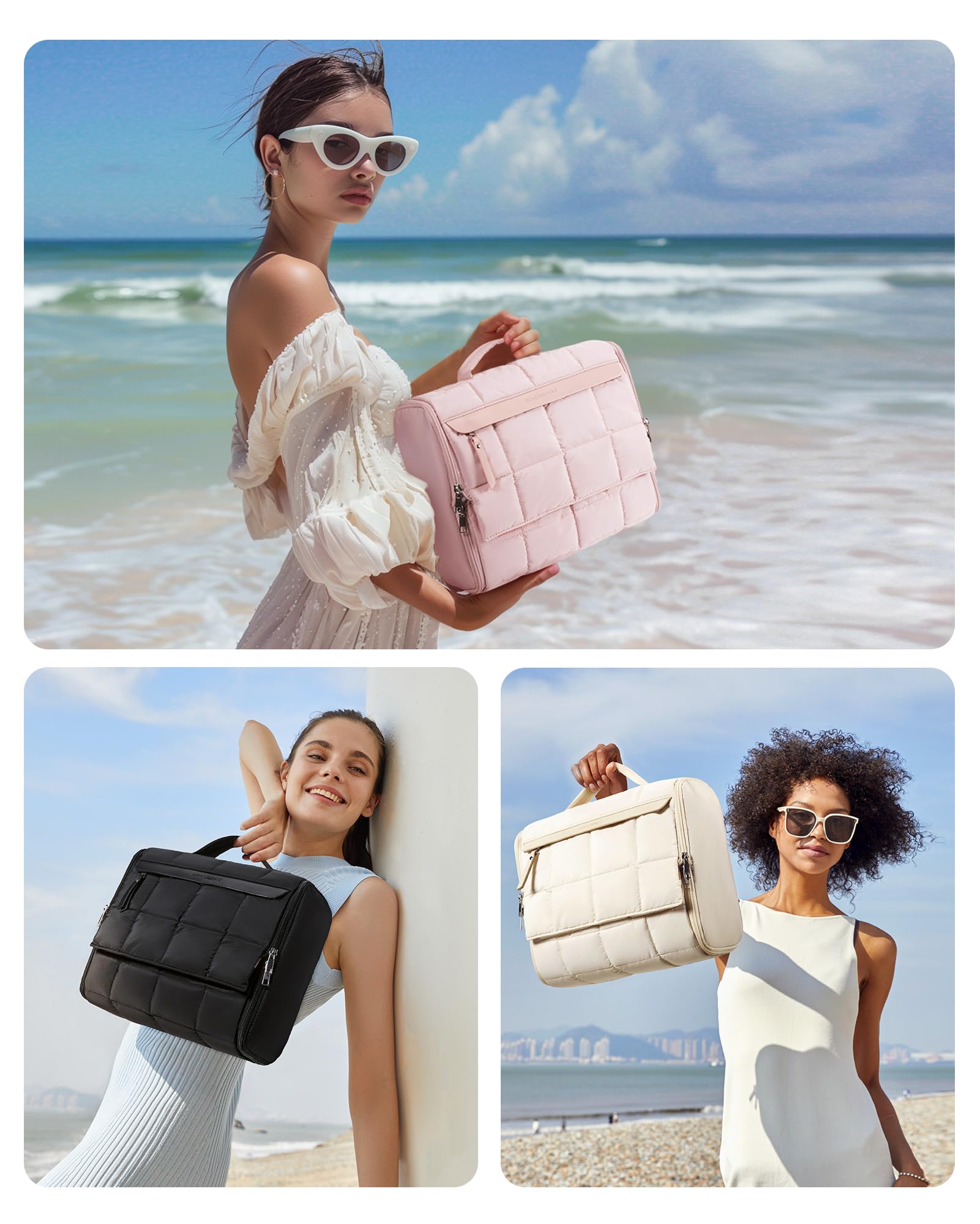 BAGSMART organized compartments bag pink helps finding items quickly during travel.