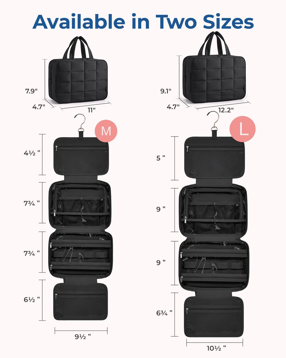 BAGSMART puffy fabric hanging bag highlights soft, lightweight material for easy carry.