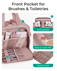 BAGSMART Puffy makeup bag in soft Taslan fabric for lightweight everyday use.