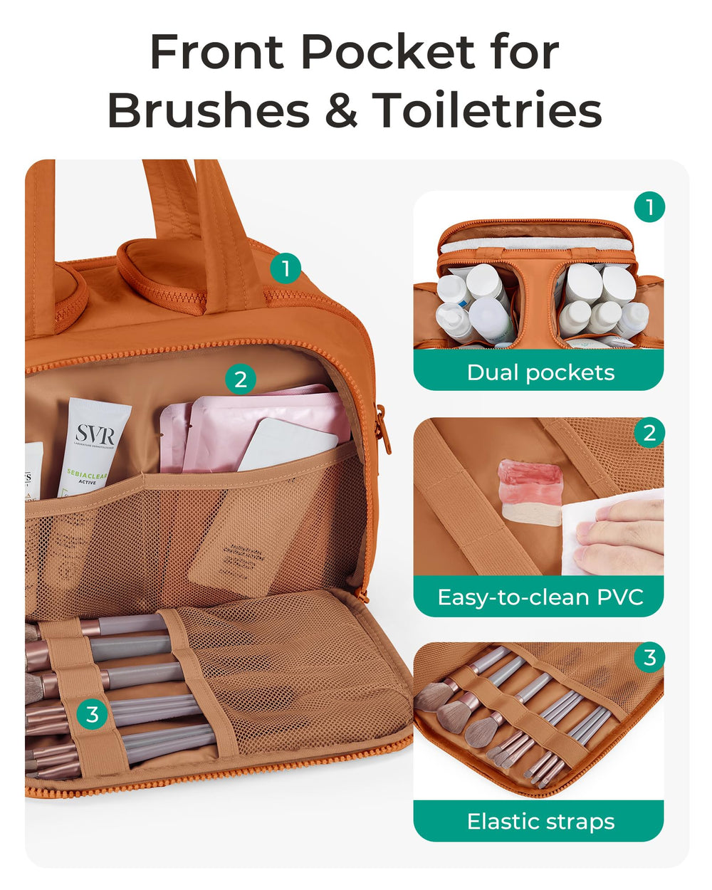 BagSMART Puffy toiletry bag features soft Taslan fabric and plush luxurious touch.