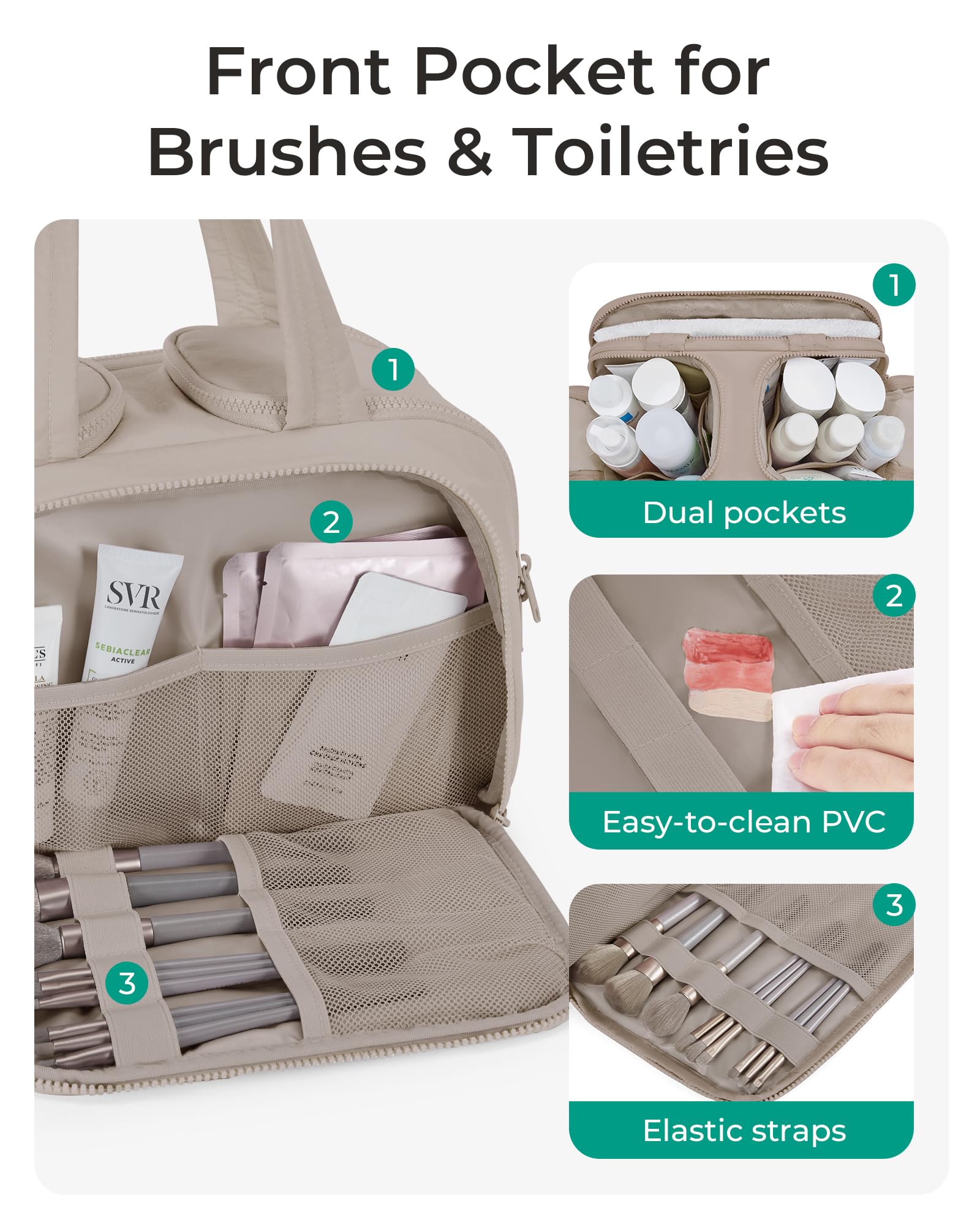 BAGSMART puffy toiletry bag for travel offers a roomy interior and flexible packing