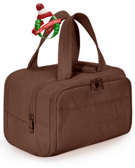 BAGSMART Puffy Travel Toiletry Bag front view shows spacious capacity for essentials on trips